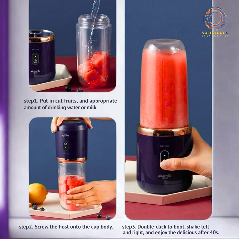 Portable Juicer Cup – 6-Blade USB Rechargeable Smoothie Blender | 400ml Travel Bottle