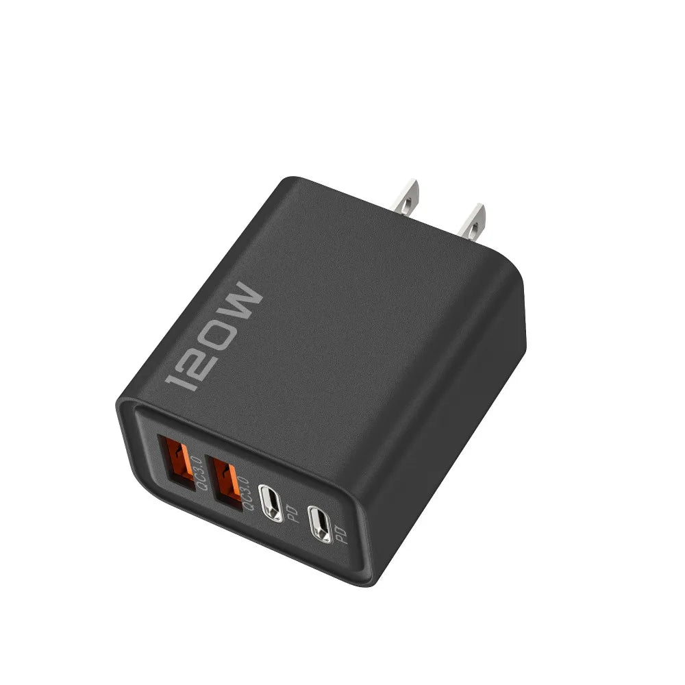 Quick Charge 3.0 – 120W 4-Port Fast USB Wall Charger (PD + Type-C)
