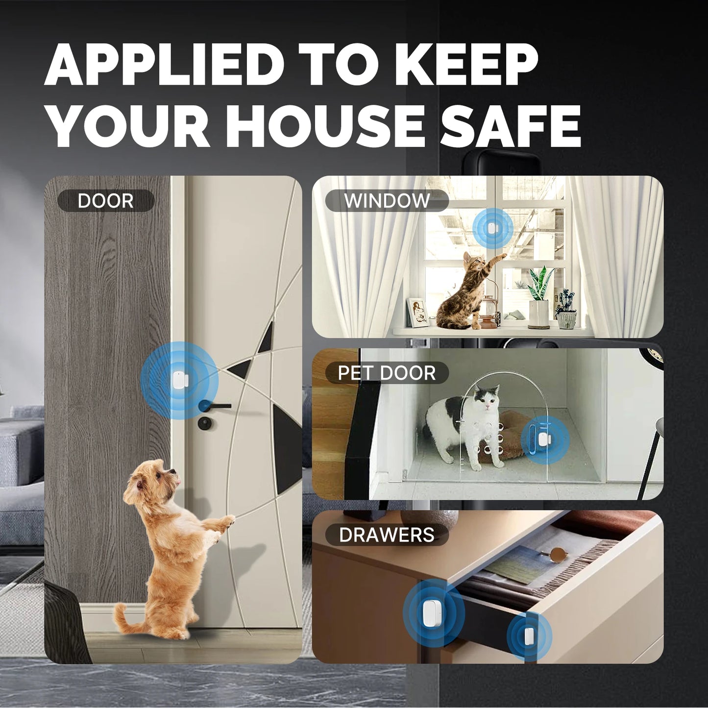 Smart Door/Window Sensor – Home Security Alarm with App Control & Low Battery Alert