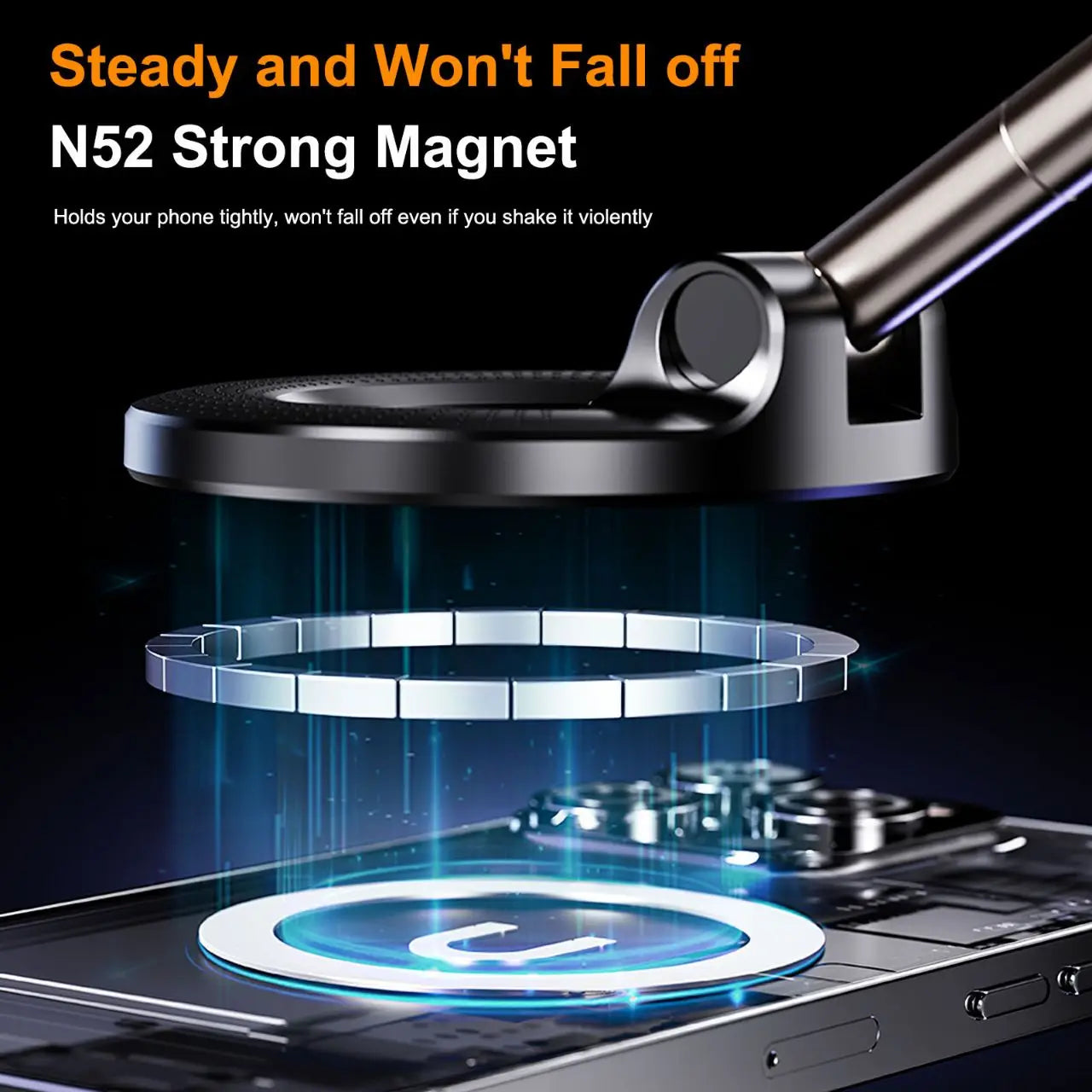 Magnetic Car Phone Mount – 360° Rotatable & Foldable Dashboard Holder