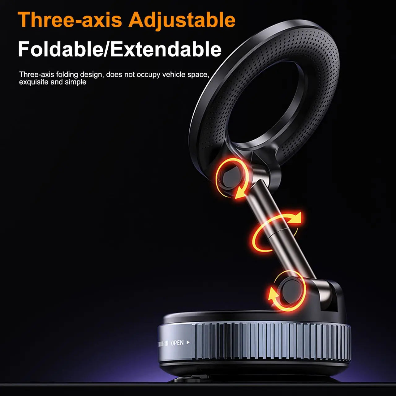 Magnetic Car Phone Mount – 360° Rotatable & Foldable Dashboard Holder