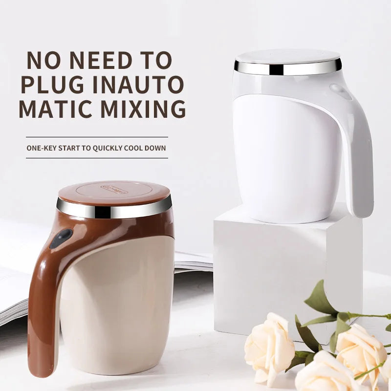 Self-Stirring Magnetic Mug – Rechargeable, Stainless Steel, Spill-Free Mixer Cup