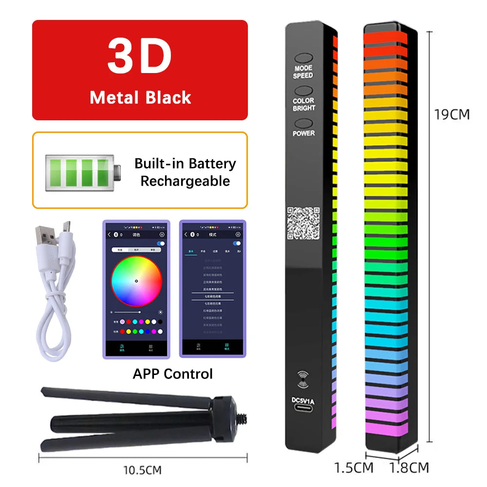 RGB 40-LED Music-Sync Light Bar – Voice & App Control