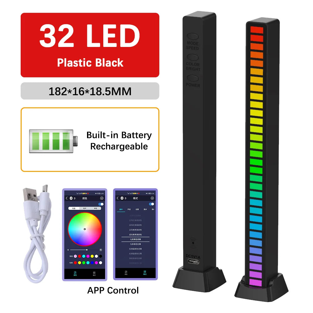 RGB 40-LED Music-Sync Light Bar – Voice & App Control