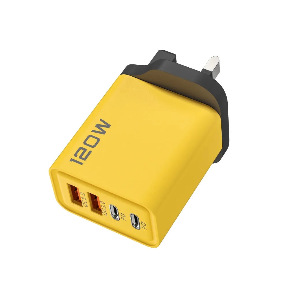 Quick Charge 3.0 – 120W 4-Port Fast USB Wall Charger (PD + Type-C)
