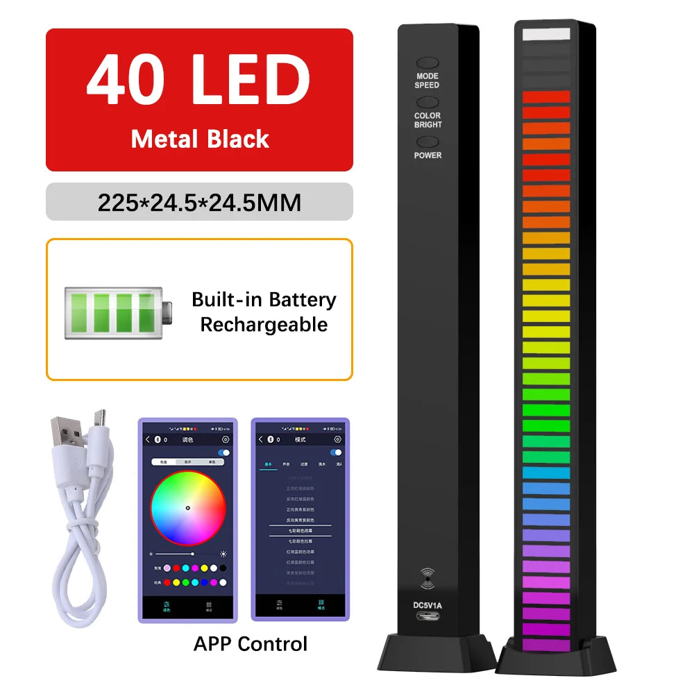 RGB 40-LED Music-Sync Light Bar – Voice & App Control