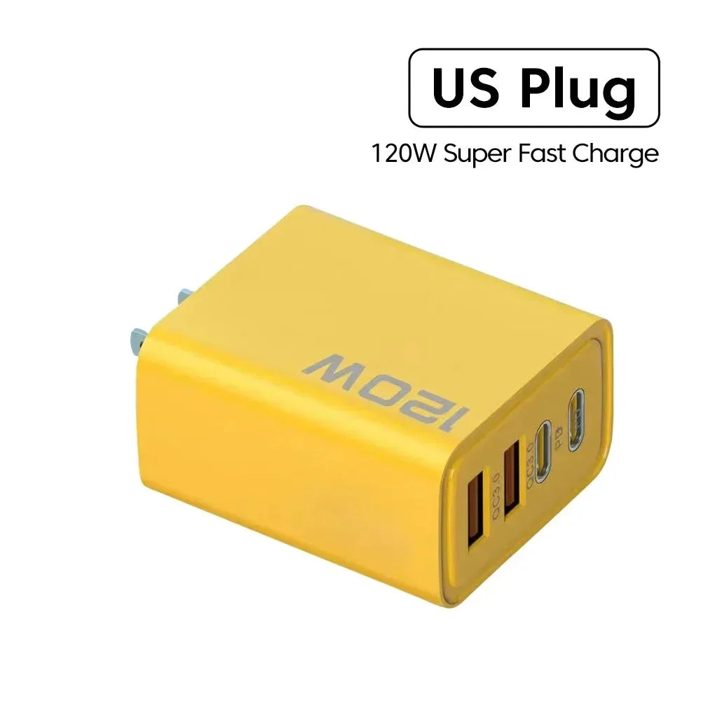 Quick Charge 3.0 – 120W 4-Port Fast USB Wall Charger (PD + Type-C)