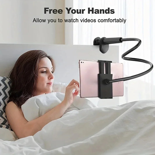 Lazy Bedside Table Tablet Holder – Clip‑free Cantilever 360° Multi‑Angle Stand (4–13″)