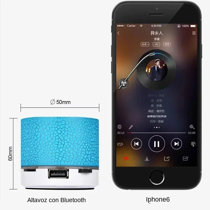 Mini LED Bluetooth Speaker with Crack Design – Wireless Portable Subwoofer with TF Card & USB