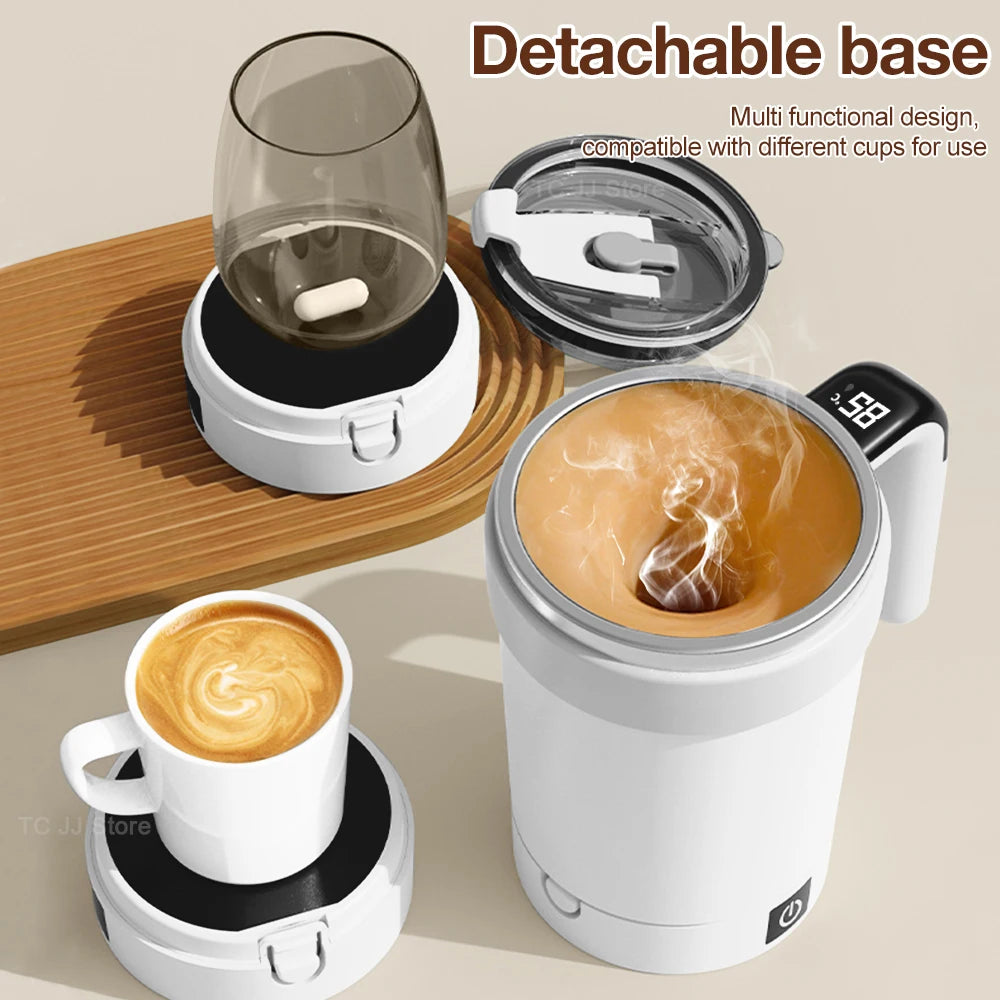 Automatic Stirring Mug – Rechargeable Magnetic Mixer with LED Temp Display | 380ml