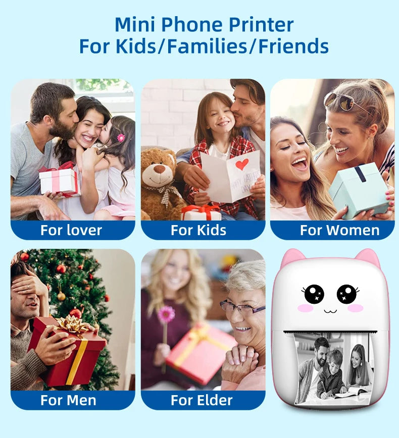 Mini Wireless Thermal Printer – Inkless Sticker & Label Printing for iOS & Android