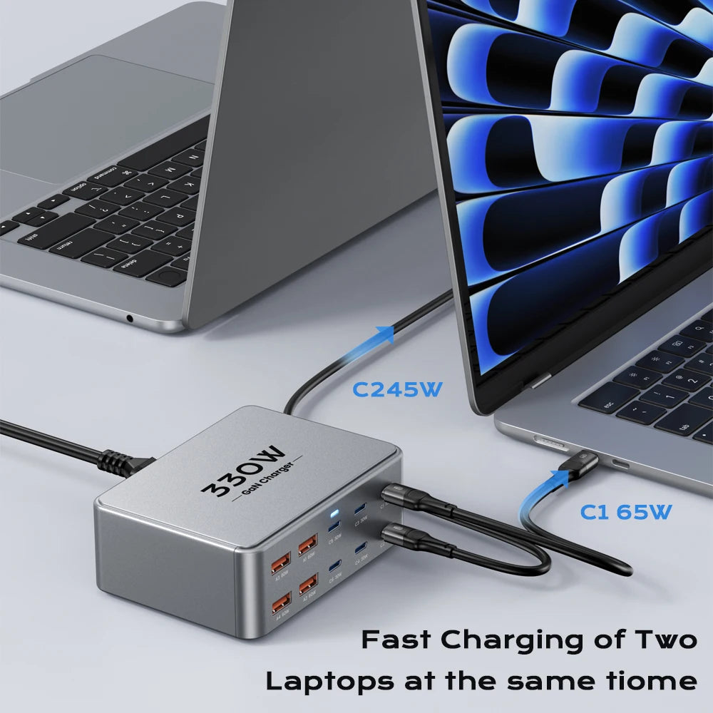 330W GaN USB-C Multi-Port Fast Charger – PD 3.0 / PPS / QC 3.0 for Laptops & Phones