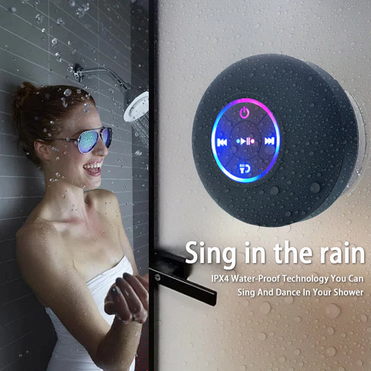 Mini Waterproof Bluetooth Speaker with LED & Suction Cup | Portable Stereo Sound Box