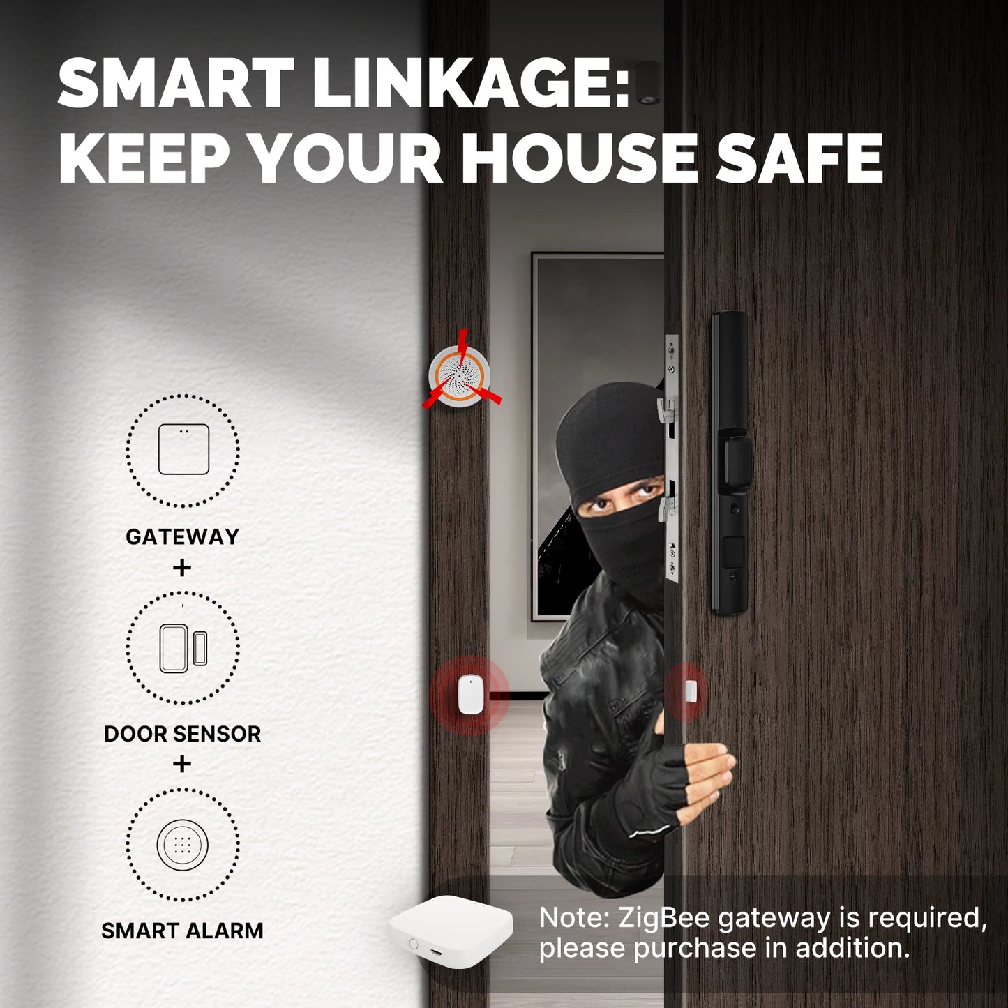 Smart Door/Window Sensor – Home Security Alarm with App Control & Low Battery Alert
