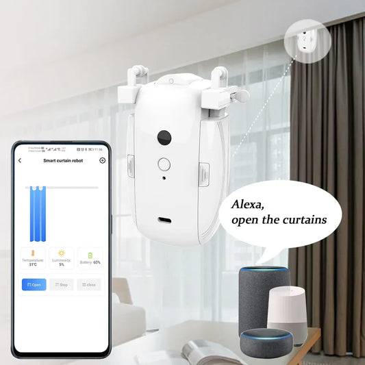 Smart Electric Curtain Motor – Single-Opening | Remote Controlled via Mobile App | Automatic Smart Home Drapery Assistant