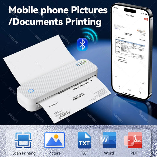 Portable A4 Bluetooth Thermal Printer – Print Documents & Photos On the Go