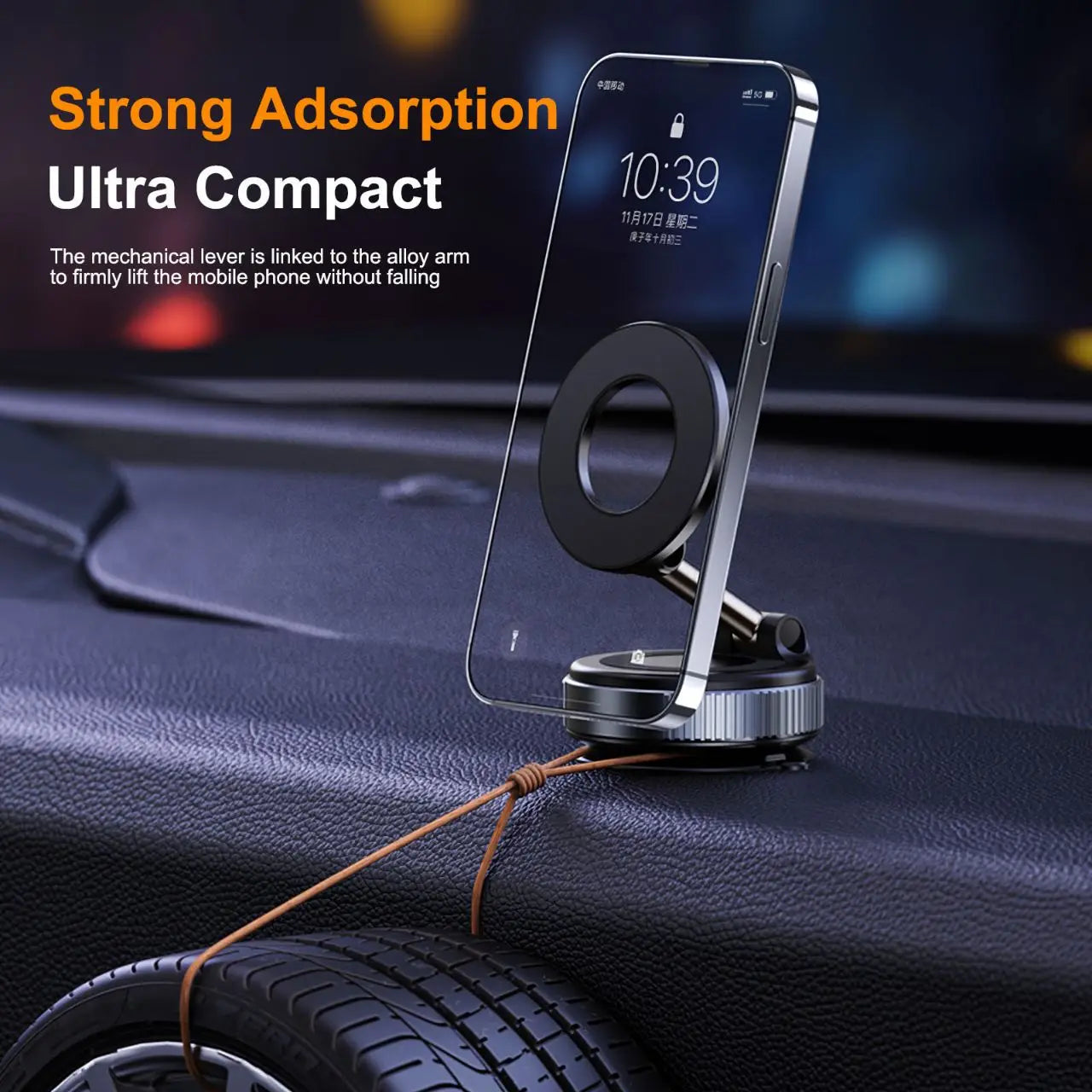 Magnetic Car Phone Mount – 360° Rotatable & Foldable Dashboard Holder
