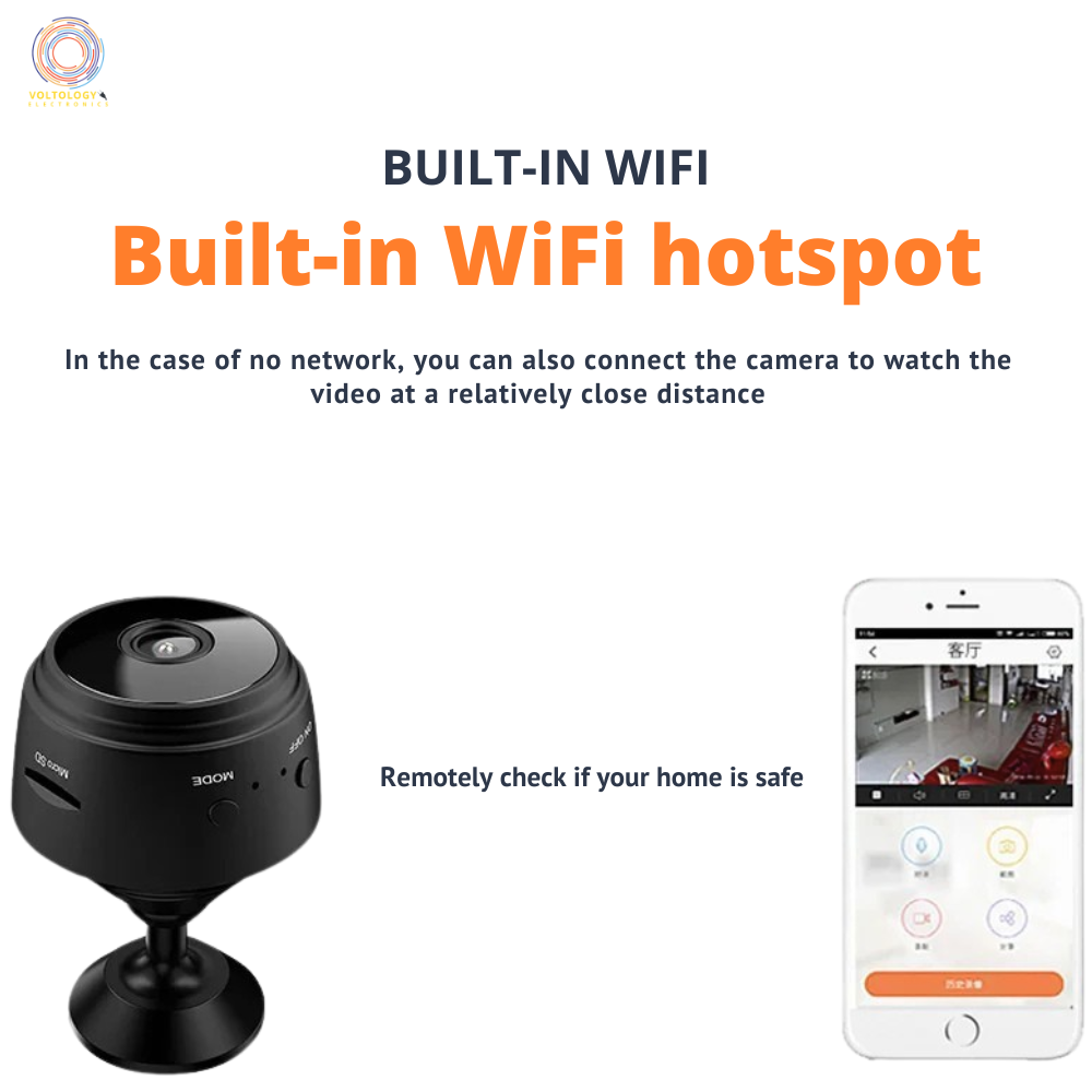 A9 Mini WiFi Security Camera – HD Wireless Monitoring with Motion Detection & Night Vision